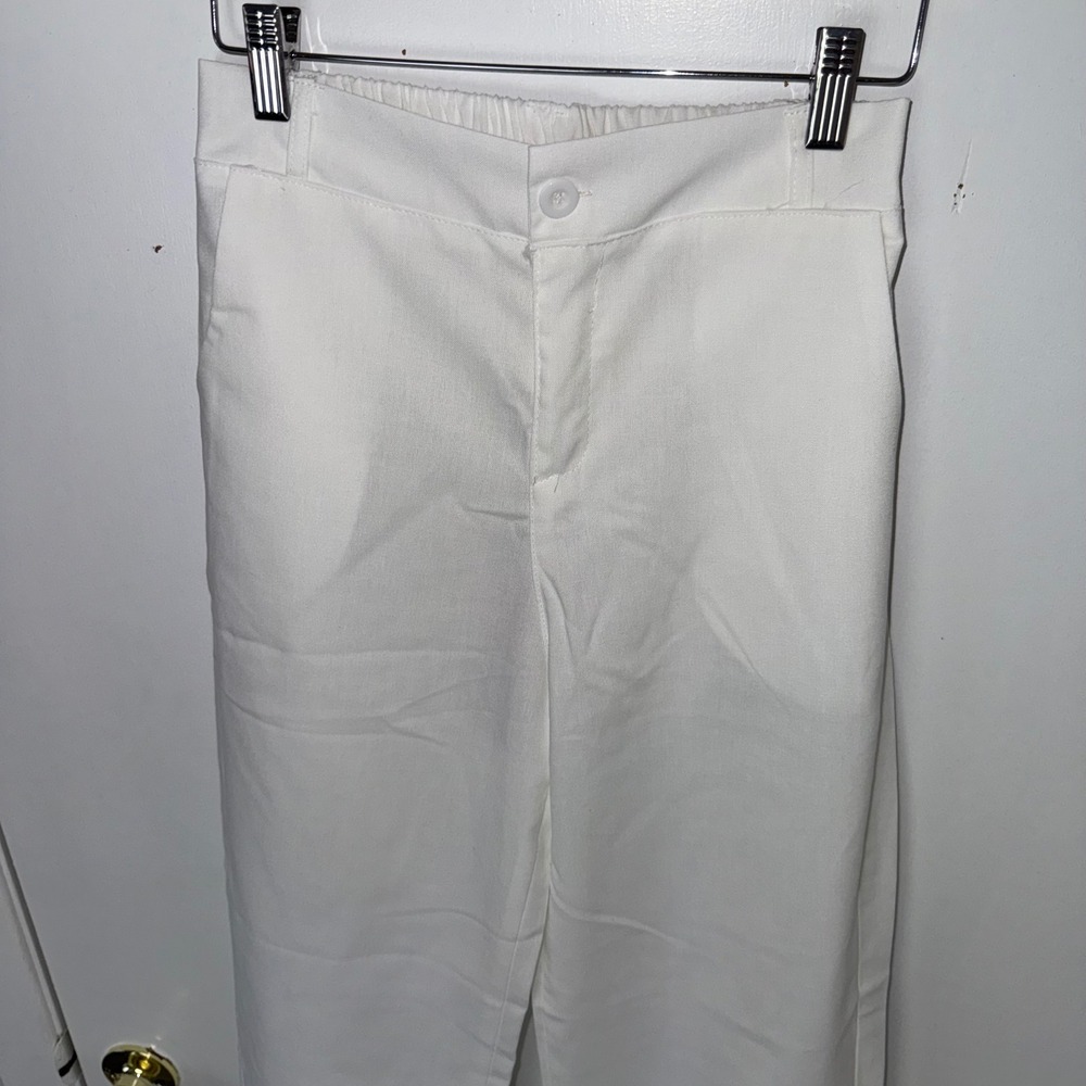 White Wide Leg Pants High Waist Dress Slacks Career Casual Size M - Picture 4 of 9